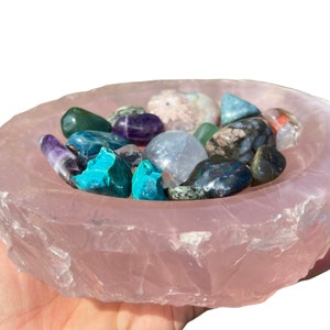 Rose Quartz Bowl (6&quot; - 7&quot;) - Rose Quartz Crystal Bowl - Hand Carved Gemstone Bowl - Rose Quartz Crystal Bowl - Pink Crystal Bowl - 15% Off!