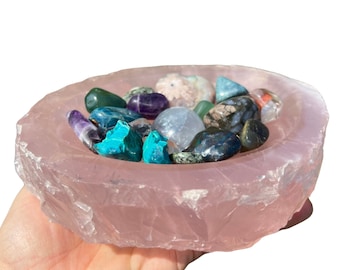Rose Quartz Bowl (6" - 7") - Rose Quartz Crystal Bowl - Hand Carved Gemstone Bowl - Rose Quartz Crystal Bowl - Pink Crystal Bowl - 15% Off!