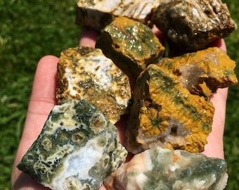 Raw Ocean Jasper Stone - Raw Stones - Orbicular Jasper - Healing crystals and stones - Sea Jasper Stone - Stone of Happiness and Positivity