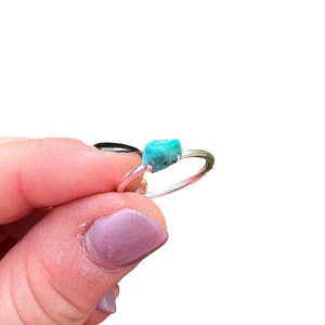 Natural Turquoise Ring Sterling Silver Ring (Size 4 to 10) Rough Turquoise Crystal Ring - Crystals - minimalist ring - dainty ring