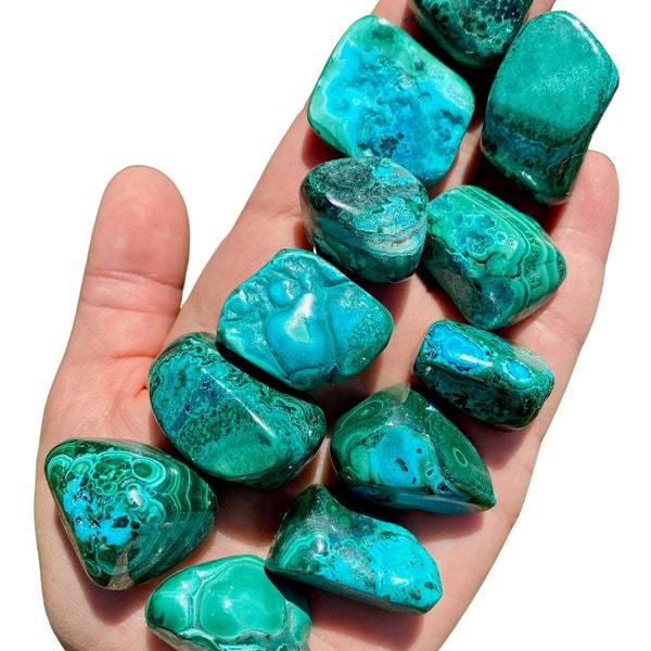 Chrysocolla Malachite Tumbled Stone - Multiple Sizes Available - Polished Chrysocolla Malachite Crystal - Blue & Green Gemstone - Malacholla