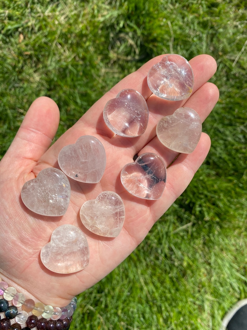 Clear Quartz Crystal Heart (0.75"-1.5") Tumbled Clear Quartz Heart Stone - Polished Crystal Clear Quartz - Clear Quartz Stone Heart image 4