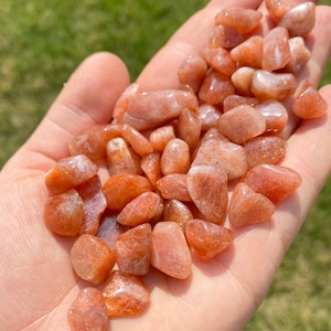 Sunstone Tumbled Crystal - Grade AA - Multiple Sizes Available - Polished Sunstone - Orange Sunstone Gemstone - Positive Energy Crystal