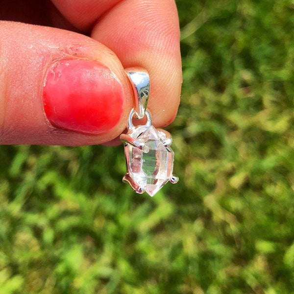 Herkimer Diamond Pendant - Raw Herkimer Diamond - Natural Herkimer Diamond - Sterling Silver Herkimer Diamond Pendant - Healing Necklace