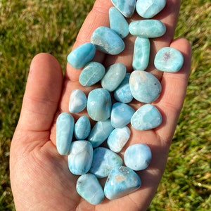 Larimar Tumbled Stone Grade AA Multiple Sizes Available Dominican Republic Tumbled Larimar Crystal Polished Blue Larimar Gemstone image 1