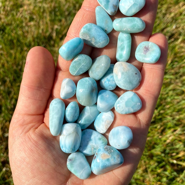 Larimar Tumbled Stone - Grade AA - Multiple Sizes Available - Dominican Republic - Tumbled Larimar Crystal - Polished Blue Larimar Gemstone