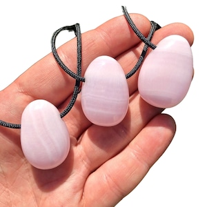 Mangano Calcite Necklace on 28" Black Cord - Pink Calcite Stone - Mangano Calcite Teardrop Pendant - Polished Teardrop - Crystal Necklace image 1