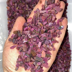 Bulk Ruby Semi-Polished Chips (5mm - 7mm) - 1 lb. Ruby Crystal Chips - Genuine Ruby Gemstone Chips - Rough Polished Ruby Chips - Ruby Chips