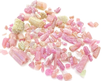 Mixed Tourmaline Crystal (0.2" - 2.5") - Raw Pink Tourmaline Crystal - Green Tourmaline Crystal - Pink Tourmaline Stone - Raw Mix Tourmaline