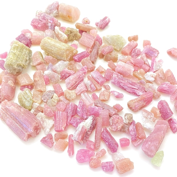 Mixed Tourmaline Crystal (0.2" - 2.5") - Raw Pink Tourmaline Crystal - Green Tourmaline Crystal - Pink Tourmaline Stone - Raw Mix Tourmaline