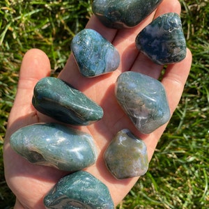 Moss Agate Tumbled Stone XL Multiple Sizes Available Tumbled Moss Agate Crystal Polished Moss Agate Chunky Green Mocha Stone image 1