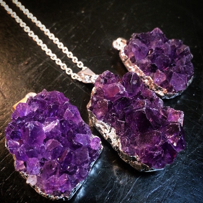 raw amethyst pendant
