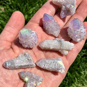 Angel Aura Spirit Quartz - Spirit Quartz Cluster - Angel Aura Quartz Point - Aura Cactus Quartz - Unique Rainbow Spirit Quartz Crystal Gift