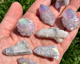 Angel Aura Spirit Quartz - Spirit Quartz Cluster - Angel Aura Quartz Point - Aura Cactus Quartz - Unique Rainbow Spirit Quartz Crystal Gift