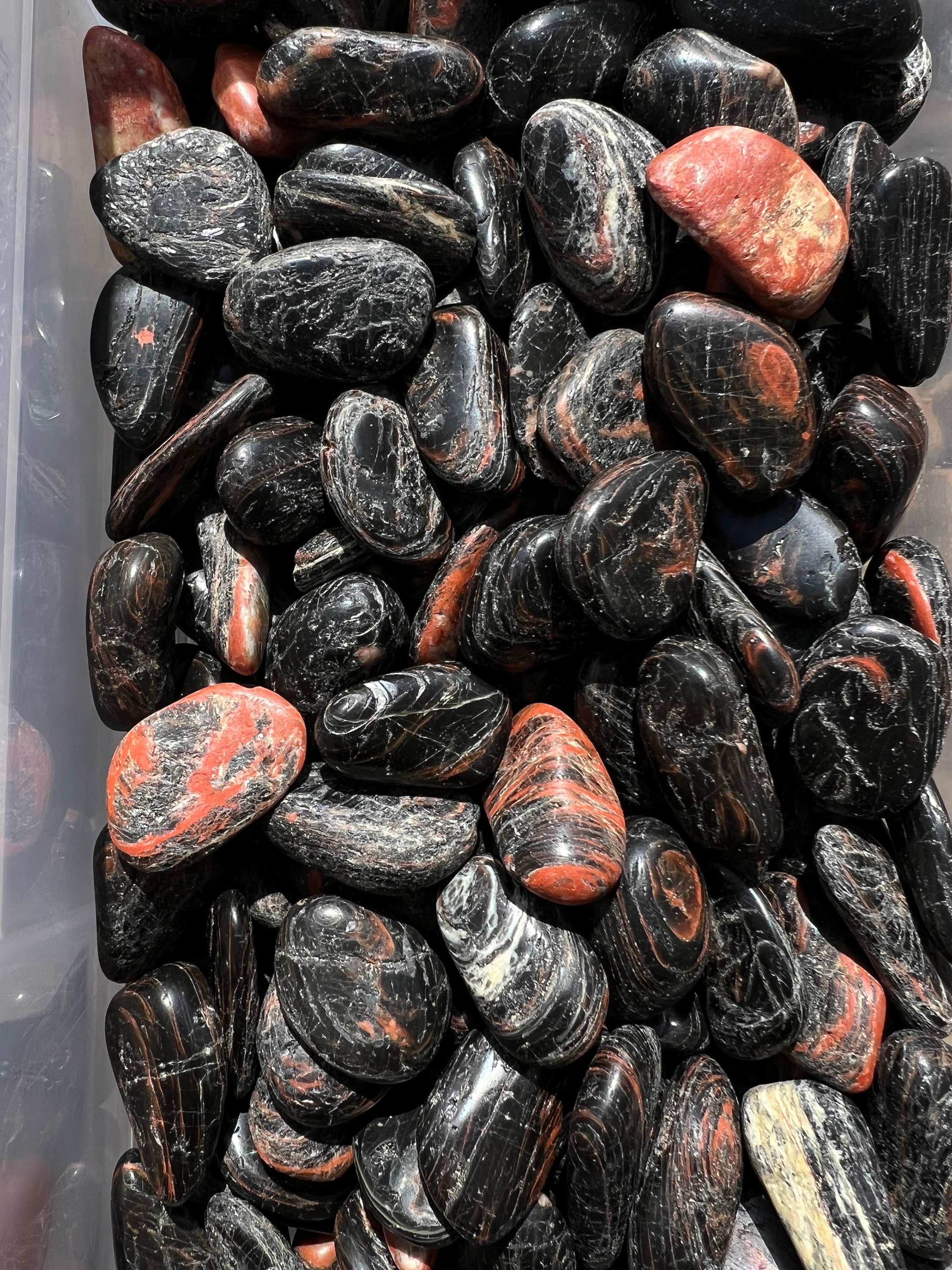 Black Tourmaline and Red Jasper Stone 0.75 1.25 Black