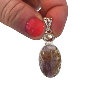 Super 7 stone pendant with herkimer diamond crystal sterling silver - super seven melody stone - cacoxenite crystal pendant - super seven 45