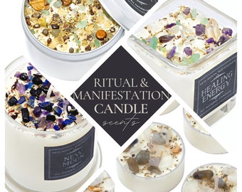 Ritual and Manifestation Candles - Ritual Candles - Manifestation Crystal Candles - Crystal Energy Candles - Soy Scented Candles - Handmade!