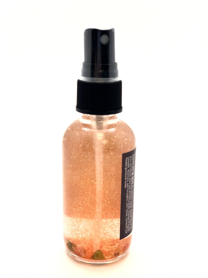 Positive Energy Spray Organic Essential Oils Positive Energy Mist Citrine, Sunstone, & Peridot Crystals Rose Gold Aromatherapy Spray image 6