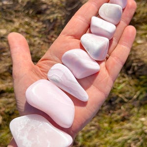 Mangano Calcite Tumbled Stone - Grade A - Multiple Sizes Available - Tumbled Pink Calcite Crystal - Fluorescent Mineral - Polished Mangano image 4
