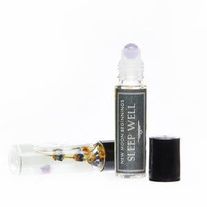 Sleep Well Oil Roller Bottle - Lavender Chamomile Essential Oil - Roller Bottle Crystals