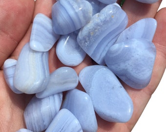 Blue Lace Agate Stone (0.5" - 1.5") Grade A tumbled stone - blue lace agate tumbled - throat chakra stones - healing crystals and stones