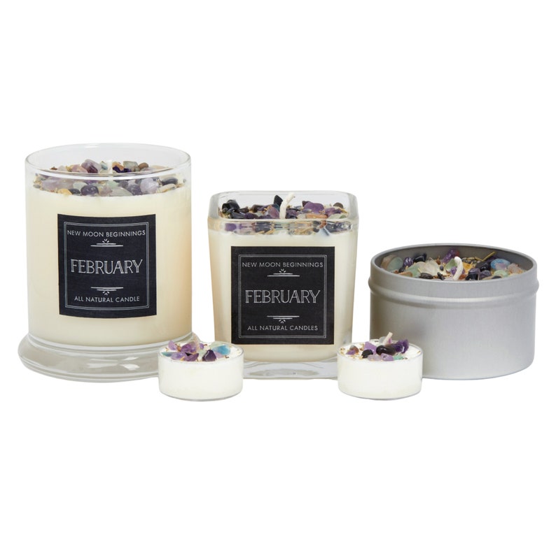February Candle - Handmade Birthstone & Birth Month Candle - February Anniversary or Wedding Gift - February Birthday Gift - 100% Soy Candle image 3