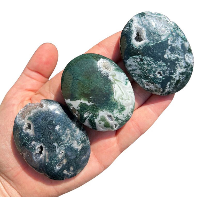 Mosagaat Palmsteen (2"-3") Mosagaat Zorgsteen - Gepolijst mosagaatkristal - Kleurrijke en hoogwaardige agaat - sommige hebben Druzy! 2" to 2.25"