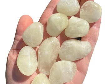 Sulphur Quartz Tumbled Crystal - Multiple Sizes - Tumbled Yellow Quartz Crystal - Tumbled Brimstone - Clear & Yellow Quartz - Tumbled Quartz