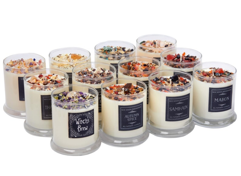 Handmade Fall and Halloween Candles - Autumn Scented Candle - Fall Candle Gift - Soy Tealights - Pumpkin Jar Candle - Fall Crystal Candles image 6