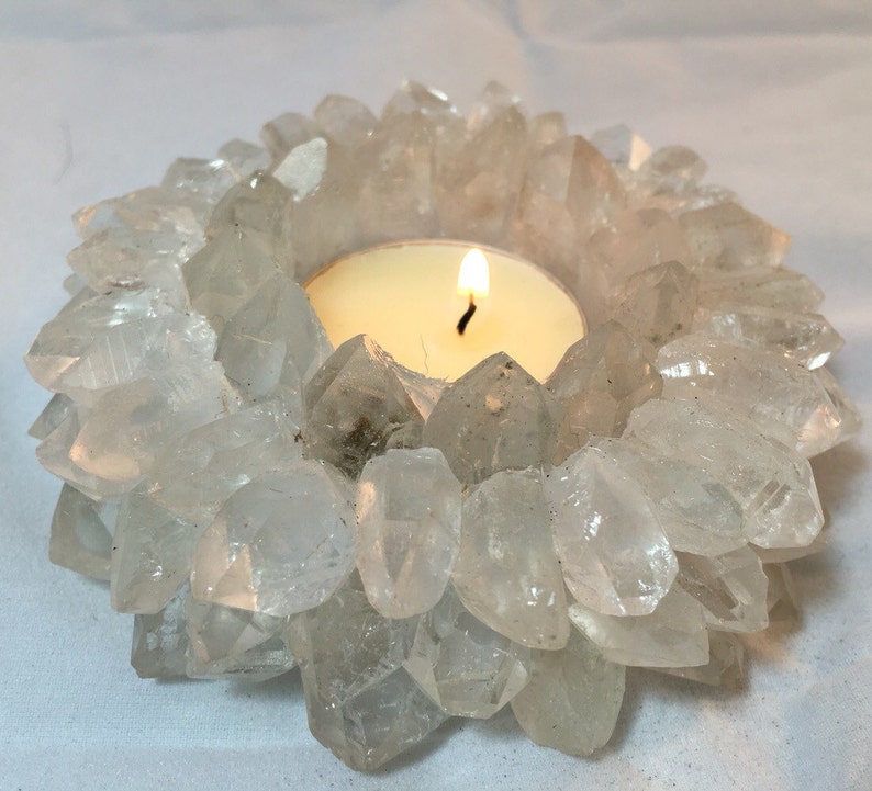 Raw Quartz Cluster Candle Holder Quartz Candle Holder Etsy