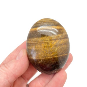 Tigers Eye Worry Stone - (1.75&quot; - 2.5&quot;) - Polished Tiger Eye Palm Stone - Tumbled Tiger&#39;s Eye Crystal -  Large Flashy Tigers Eye Gemstone