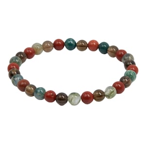 Root Chakra Bracelet - 6mm Crystal Elastic Bracelet - Bloodstone, Smoky Quartz, & Red Jasper - Earth Energy Bracelet - Root Chakra Crystals
