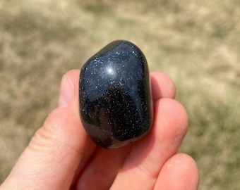 Apachentränen Trommelstein XL - getrommelte Apachentränen Kristalle - schwarzer Obsidian - Wurzelchakra Kristalle - großer Schutzstein