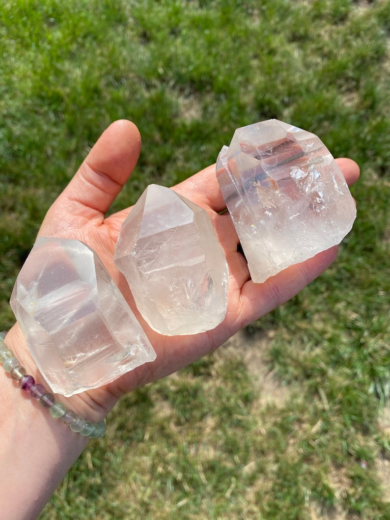 Large Lemurian Crystals - Lemurian Quartz Crystal Point - XL Lemurian Quartz Crystal with Striations - Lemurian Quartz Crystal from Brazil image 5