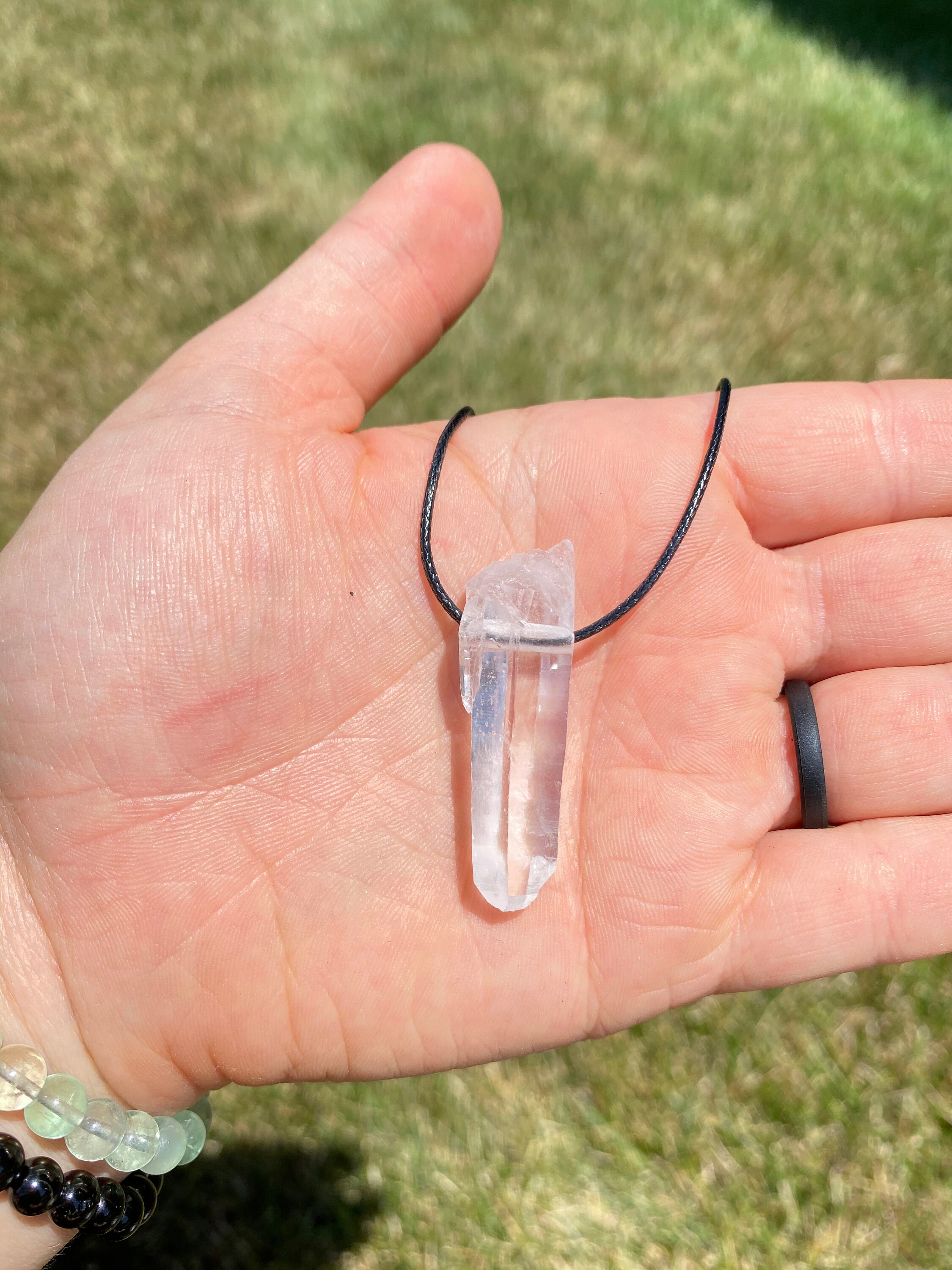 Raw Clear Quartz Necklace with 16 Black Cord Clear Etsy