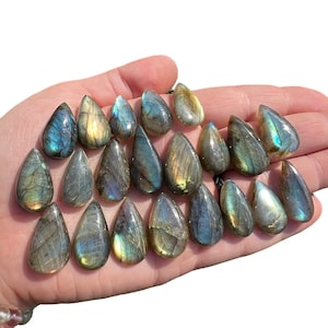 Labradorite Stone Cabochon Teardrop (0.5" - 1.5") - Polished Labradorite Cabochon - Tumbled Flashy Labradorite Crystal - Flashy Labradorite