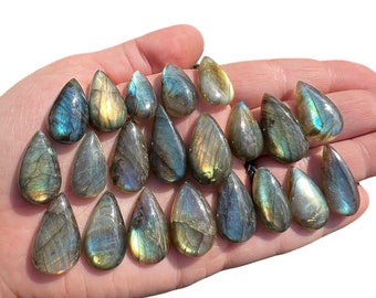 Labradorite Stone Cabochon Teardrop (0.5" - 1.5") - Polished Labradorite Cabochon - Tumbled Flashy Labradorite Crystal - Flashy Labradorite