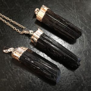 Raw Black Tourmaline Pendant - Crystal Necklace - Black Tourmaline Pendants - Rough Black Tourmaline Necklace - Black Gemstone