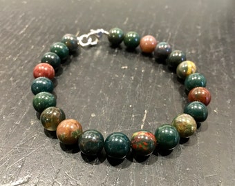 Bloodstone - Bloodstone Bracelet - Crystal Bracelet - Bloodstone Jewelry - Heart Chakra Bracelet - Genuine Natural Bloodstone