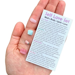 Self Love Crystal Set Chips - Self Care Set - Mini Gemstone Chips - Self Care Stones - Self Love Crystal Kit - Tiny Healing Crystals Set