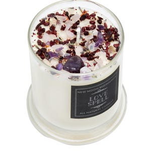 Love Spell Candles - Love Ritual Candle - Soy Crystal Candle for Love - Manifest Love - Garnet, Rose Quartz, Amethyst Candle - Handmade! image 2