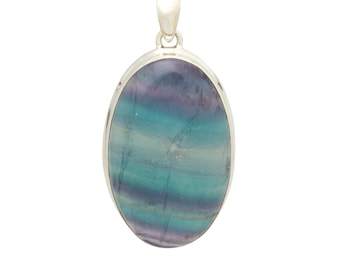 Rainbow Fluorite Pendant Sterling Silver - Fluorite Necklace - fluorite crystal pendant - rainbow fluorite jewelry - rainbow fluorite 1062