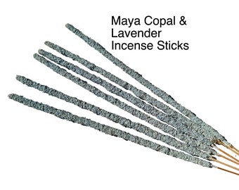 Maya Copal & Lavender Incense Sticks (6) - Natural Resin Incense - Stick Incense - Maya Copal Resin - Lavender Resin - Handmade Incense
