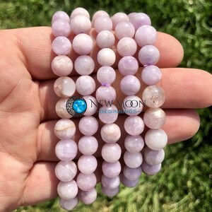 Pink Kunzite Bracelet 7-8mm - Elastic Bracelet - Crystals Bracelet - Kunzite Jewelry - Dainty Pink Gemstone - Genuine Pink Kunzite image 4