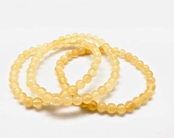 Yellow Calcite Bracelet - Elastic Bracelet - Yellow Calcite Jewelry - Stretch Bracelet - Genuine Yellow Calcite Gemstone - Calcite Beads