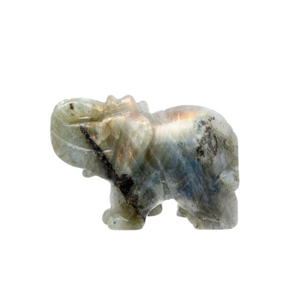 Labradorite Elephant (~2") Labradorite Crystal Elephant - Hand Carved Elephant - Polished Gray Elephant - Elephant Decor - Elephant Gifts