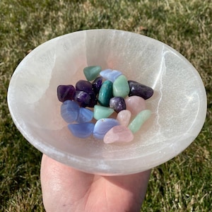 Selenite Bowl (~5.5&quot;) - Selenite Dish - Large Selenite Cleansing Bowl - Crystal Charging Bowl - Selenite Crystal Bowl - White Bowl