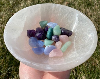 Selenite Bowl (~5.5") - Selenite Dish - Large Selenite Cleansing Bowl - Crystal Charging Bowl - Selenite Crystal Bowl - White Bowl