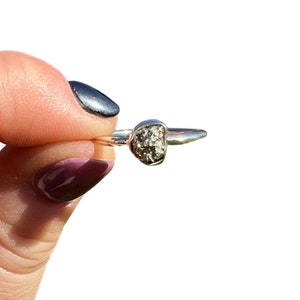 Raw Pyrite Ring - Sterling Silver - Sizes 4 to 10 (US) - Dainty Raw Pyrite Stone Ring - Rough Pyrite Crystal Ring - Minimalist Ring