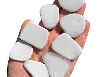 White Cacholong Opal Stone Crystals Tumbled Stones
